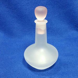 Vintage Frosted White and Pink Glass Perfume Bottle 1980's Pre-Owned No Box